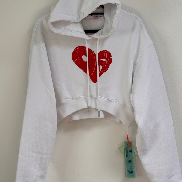 NWT || OFF-WHITE Crack Off Heart Cropped Hoodie - Picture 3 of 9